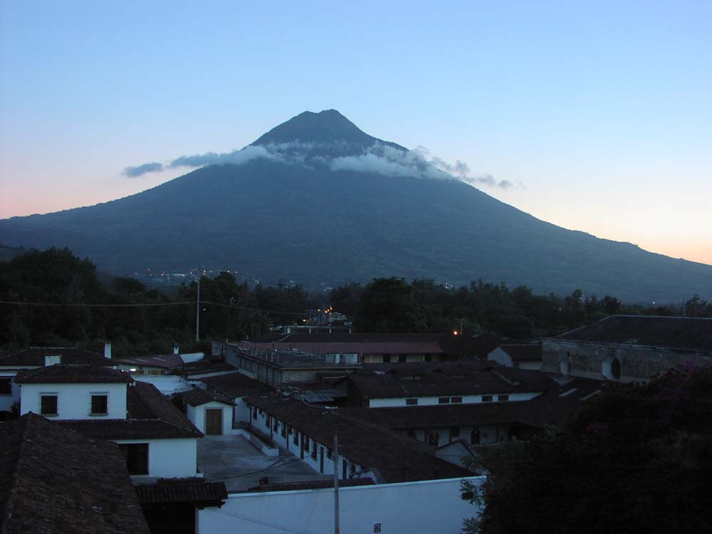 Vocan Agua and town of Antigua, Guatemala, 2002